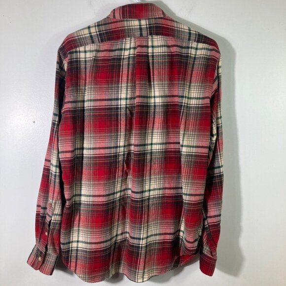 Mens Ralph Lauren Classic Fit Flannel Shirt Red Green XL Long Sleeve Cotton - Picture 2 of 7